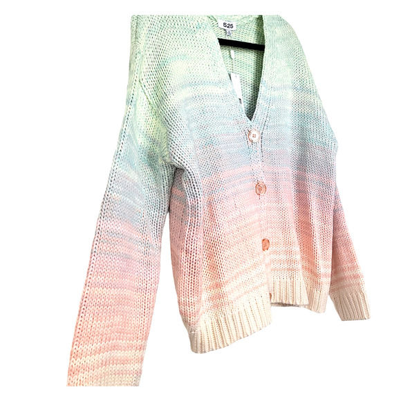 525 America Ombre Cardigan Chunky Knit Sweater in Taffy Color XS - Picture 7 of 9